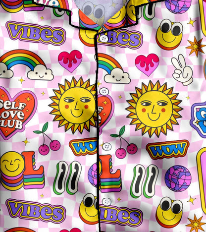 Cool Vibes Printed Girls Pure Cotton Nightsuit Set