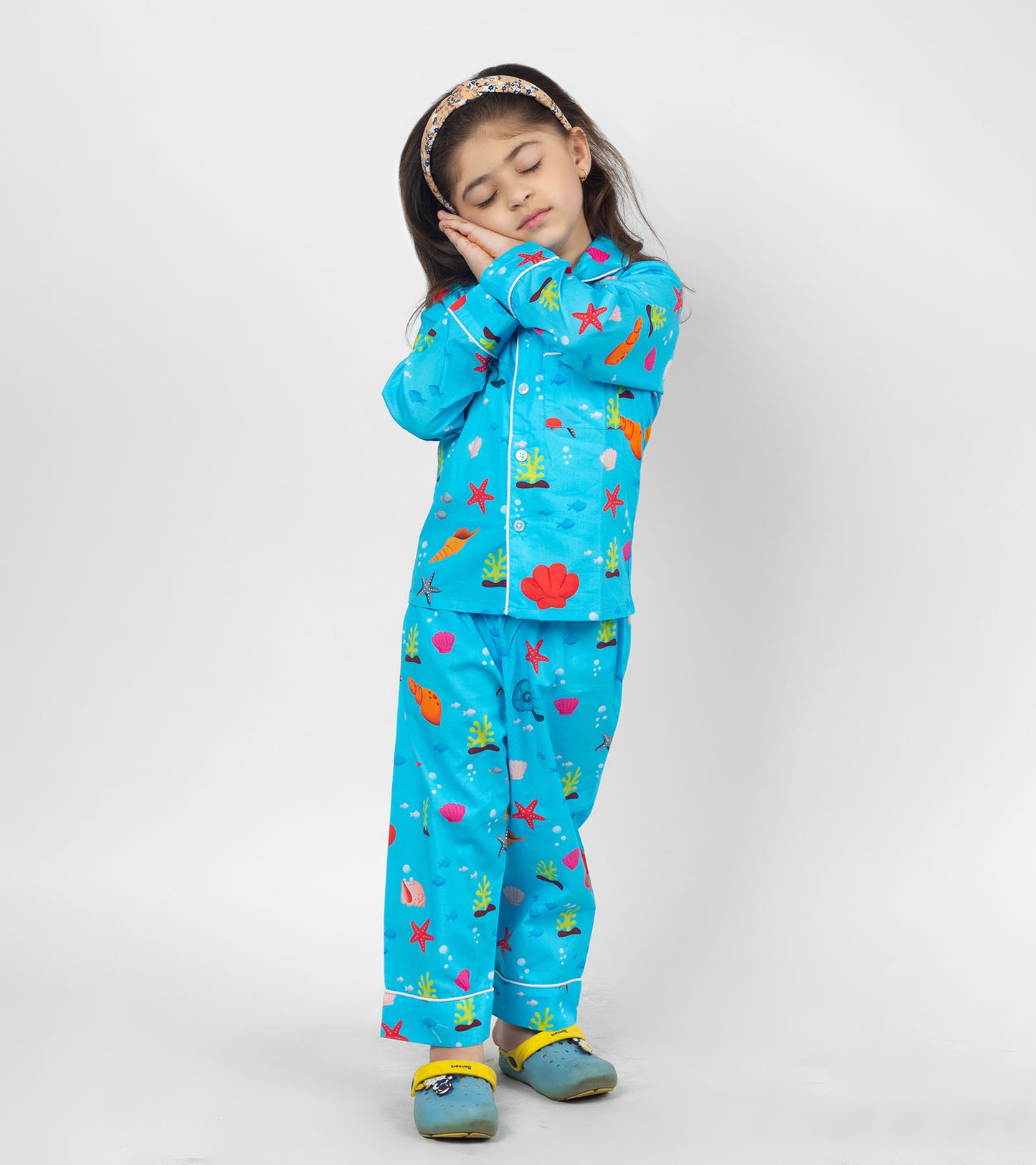 Coral Printed Girls Nightsuit Set