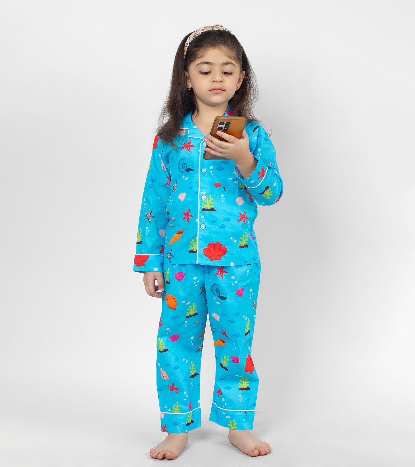 Coral Printed Girls Nightsuit Set