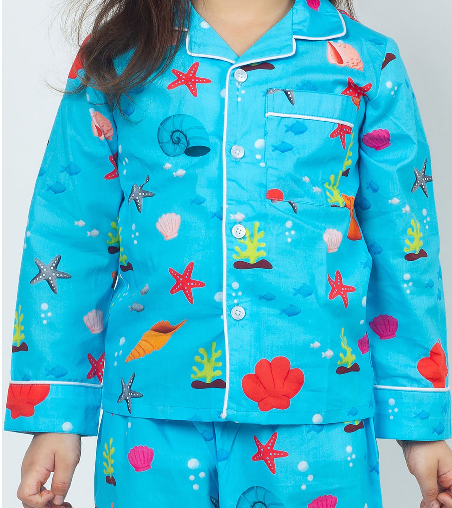 Coral Printed Girls Nightsuit Set