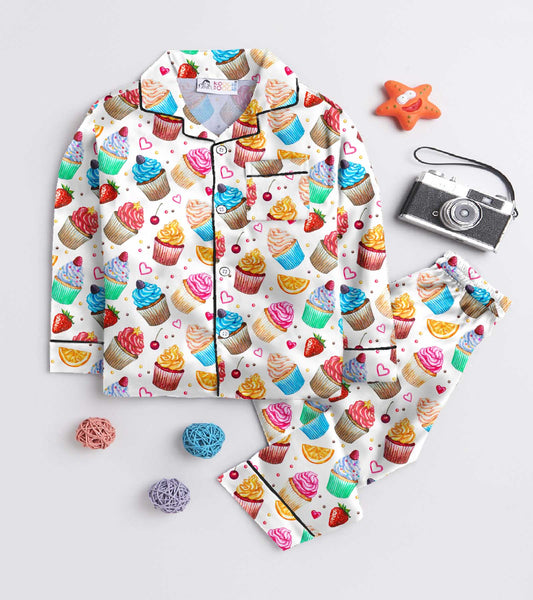 Cup Cake Printed Nightsuit Set