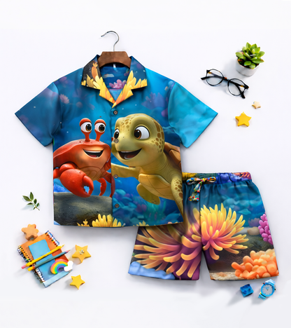 Deep Sea Friends Turtle Printed kids Co ord Set