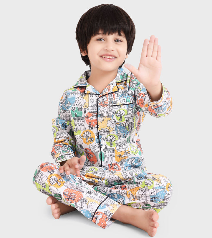 Poddar Exports Penguin Kids Cotton Night Suit Set main image 1