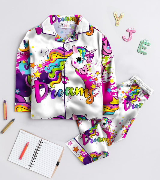 Dreamy Unicorn Girls Pure Cotton Nightsuit Set