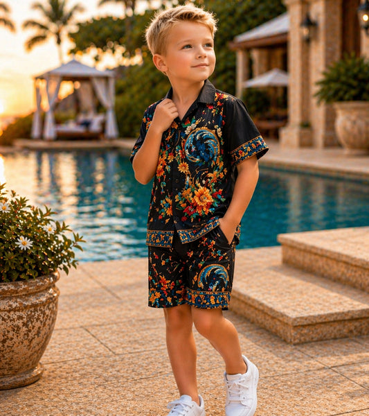 Evening Bloom Pure Cotton Luxe Co-ord Set For Boys