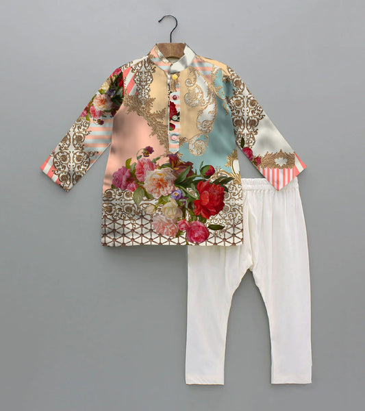 Exotic Motifs Printed Pure Cotton Kurta And Pyjama