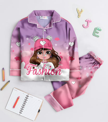 Fashion Girl Printed Girls Pure Cotton Nightsuit Set