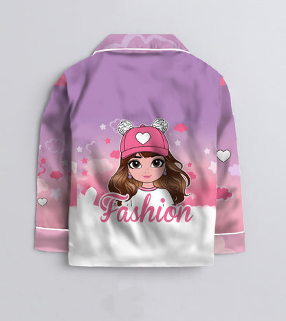 Fashion Girl Printed Girls Pure Cotton Nightsuit Set