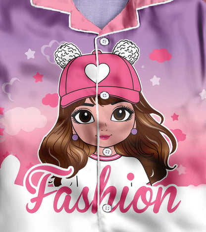 Fashion Girl Printed Girls Pure Cotton Nightsuit Set