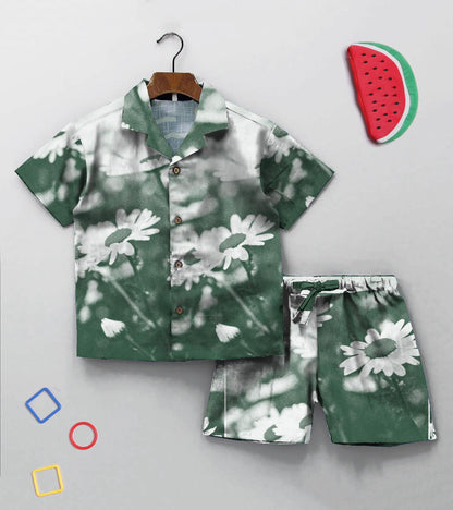Floral Placement Printed Boys Co ord Set