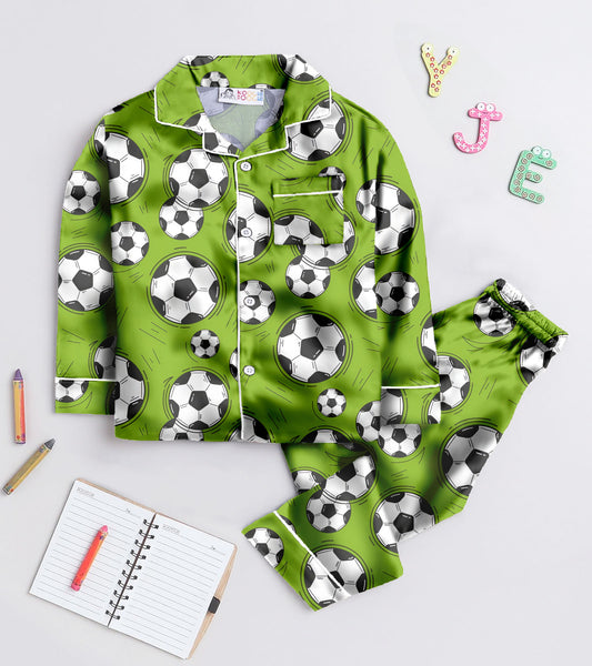 Football Pure Cotton Printed Nightsuit Set