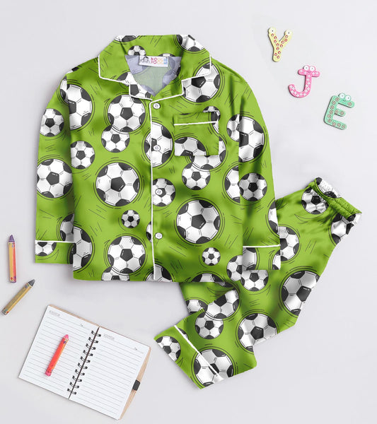 Football Pure Cotton Printed Nightsuit Set