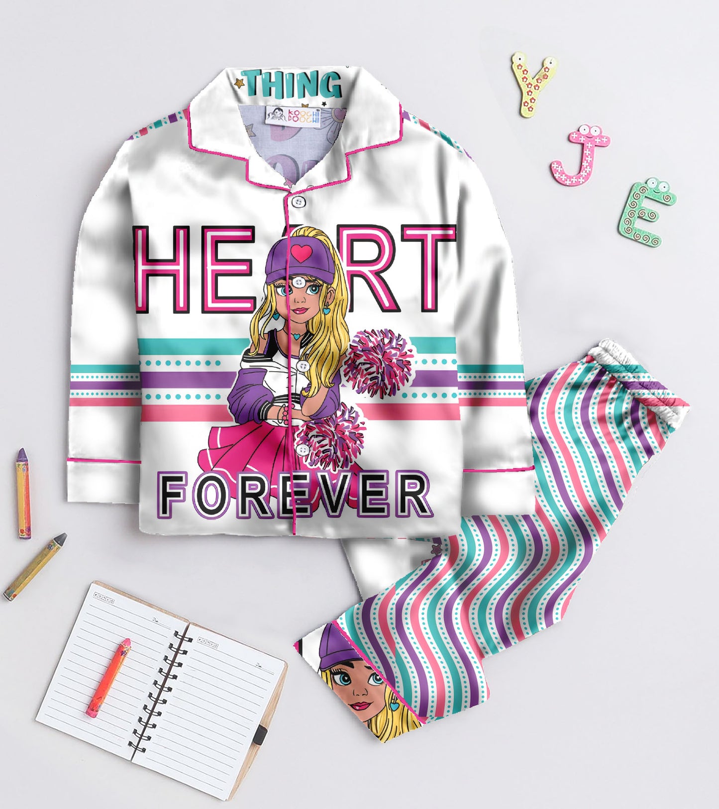 Forever Printed Girls Pure Cotton Nightsuit Set