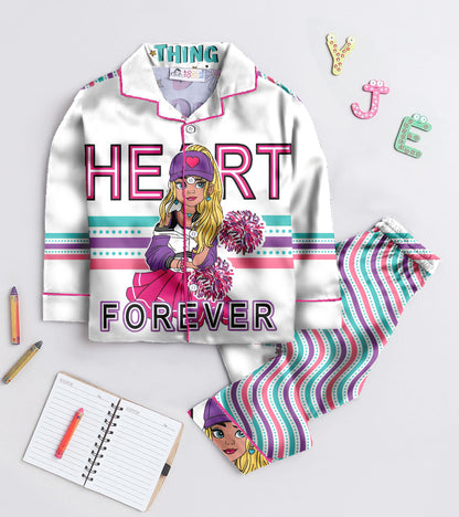 Forever Printed Girls Pure Cotton Nightsuit Set