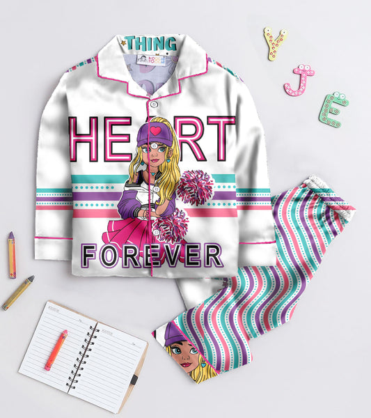 Forever Printed Girls Pure Cotton Nightsuit Set