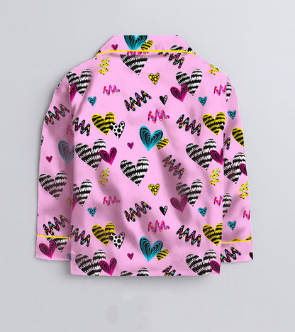 Friends Love Printed Girls Pure Cotton Nightsuit Set