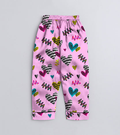 Friends Love Printed Girls Pure Cotton Nightsuit Set