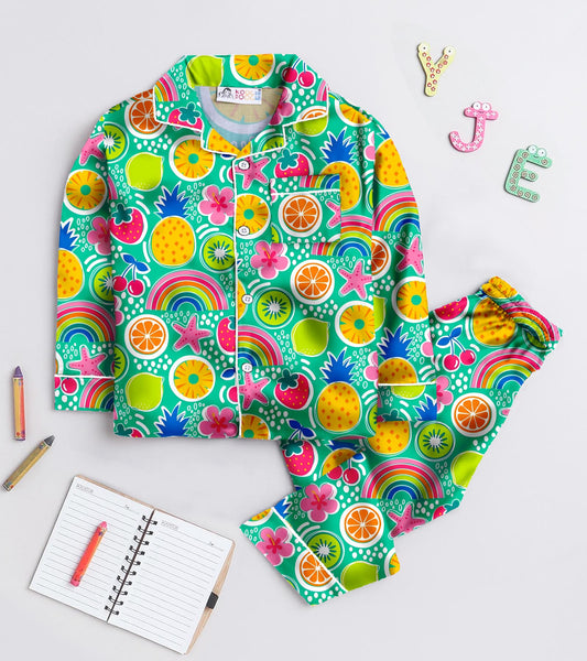 Fruit and Flower Pure Cotton Printed Nightsuit Set