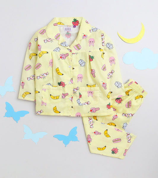 Fruity Printed Girls Night Suit Set