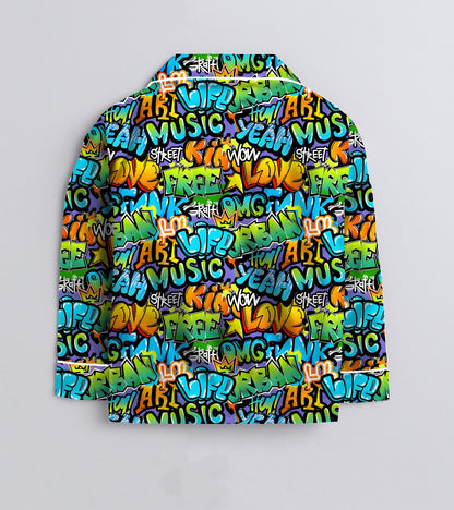 Fun Writting Cotton Printed Nightsuit Set