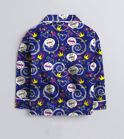 Fun & Smile Printed Girls Pure Cotton Nightsuit Set