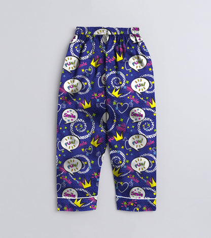 Fun & Smile Printed Girls Pure Cotton Nightsuit Set