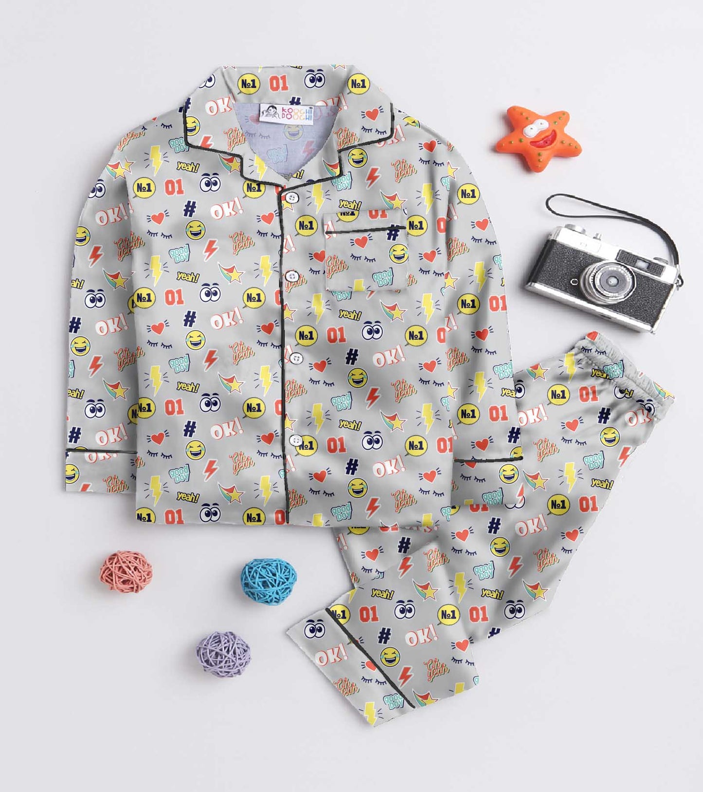 Funny Symbols Printed Nightsuit Set