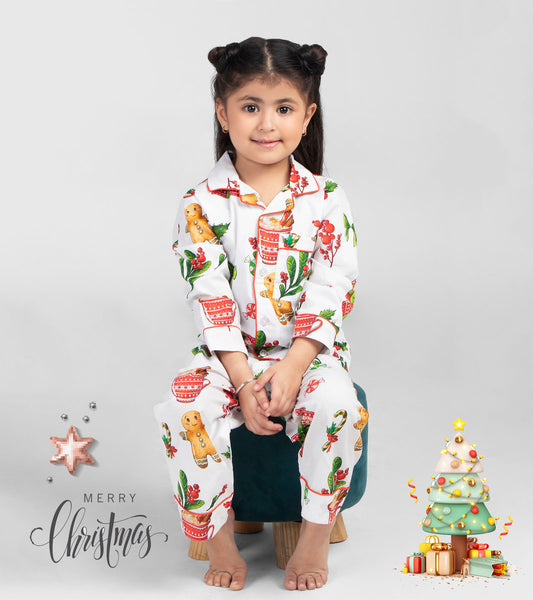 GingerBread Hotchoclate Christmas Printed Nightsuit Set