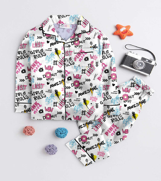 Girls Power Printed Nightsuit Set