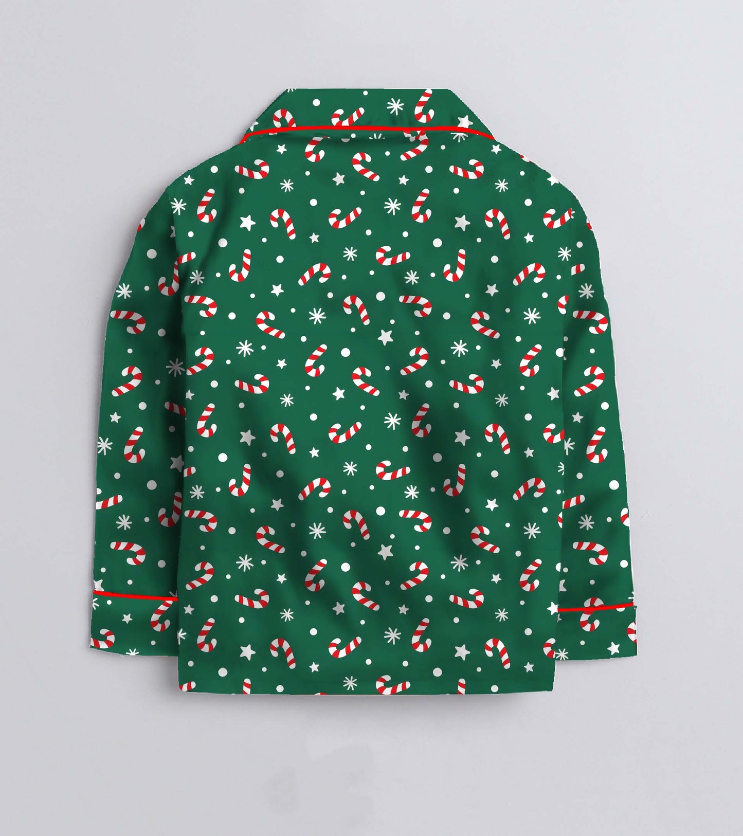 Green Christmas Theme Cotton Christmas Printed Nightsuit Set