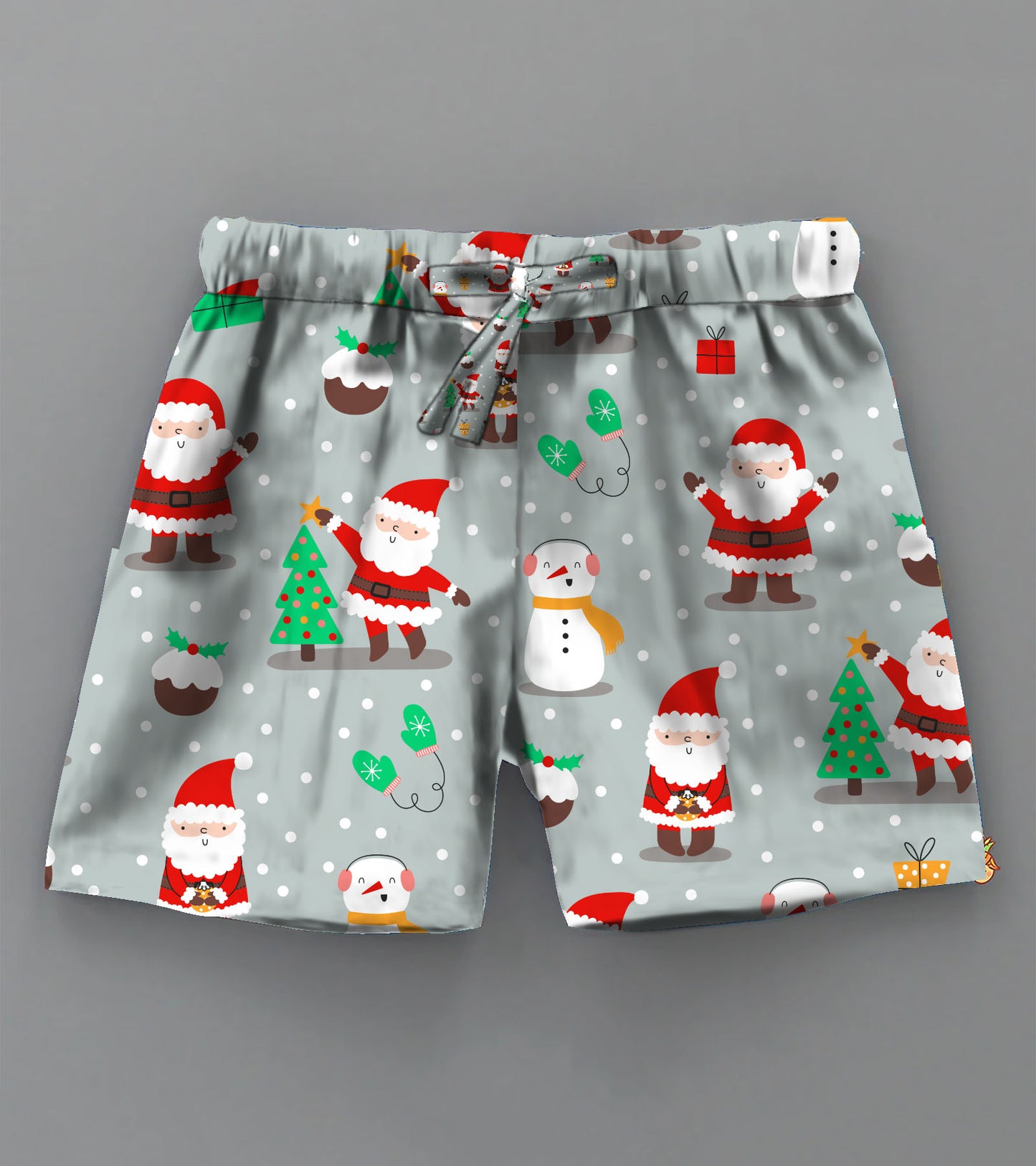 Grey Santa Christmas Printed Boys Co ord Set