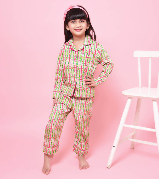 Gypsy Bandhani Printed Girls Nightsuit Set