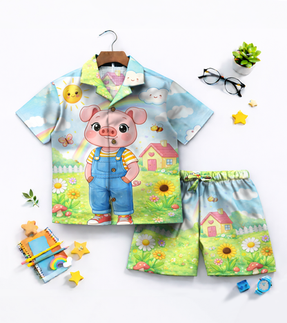 Happy Farm Piglet Kids Printed kids Co ord Set