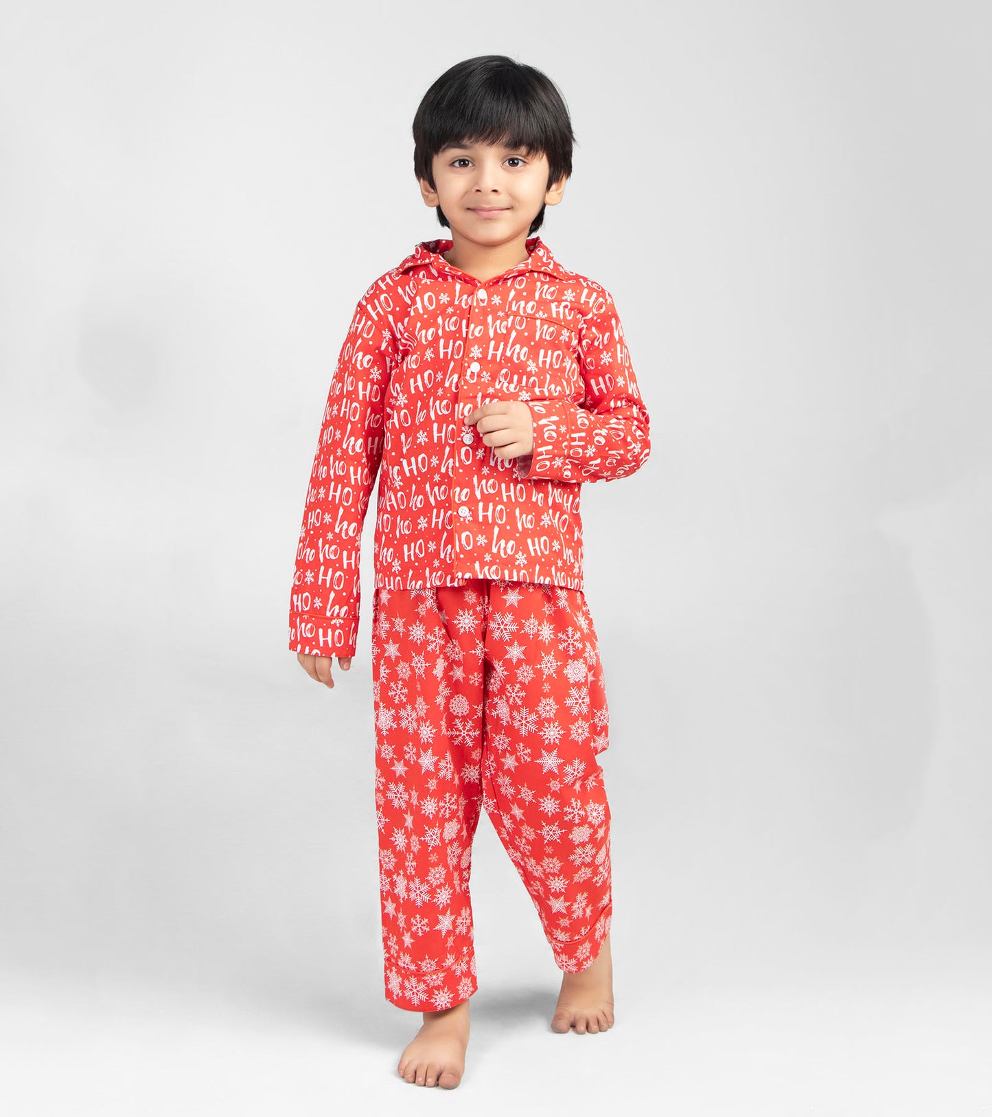 HoHo Christmas Red Printed Nightsuit Set