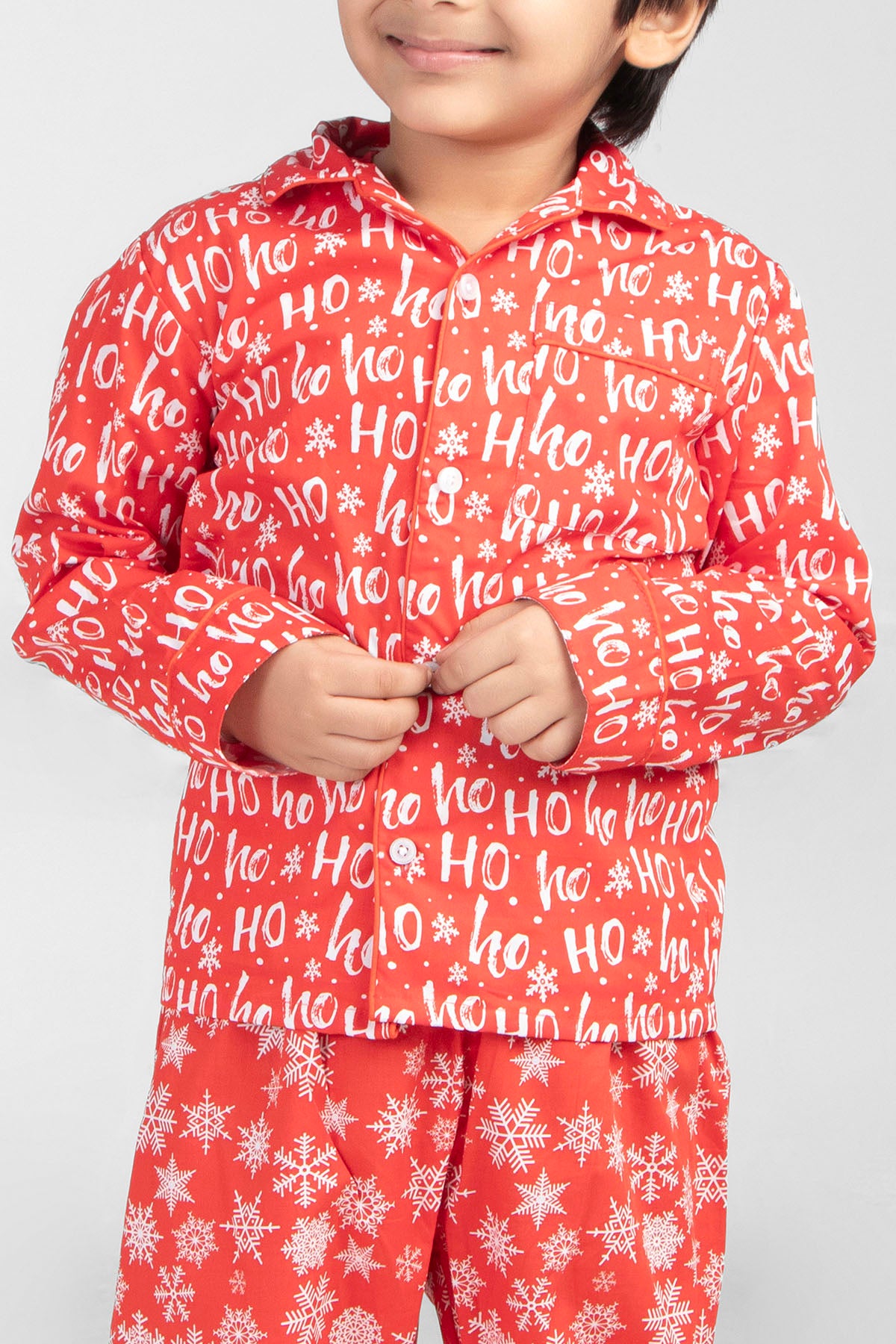 HoHo Christmas Red Printed Nightsuit Set