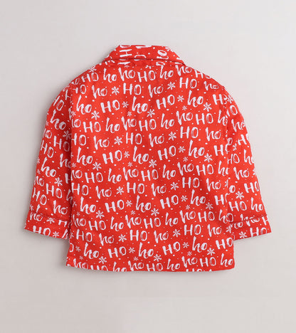 HoHo Christmas Red Printed Nightsuit Set