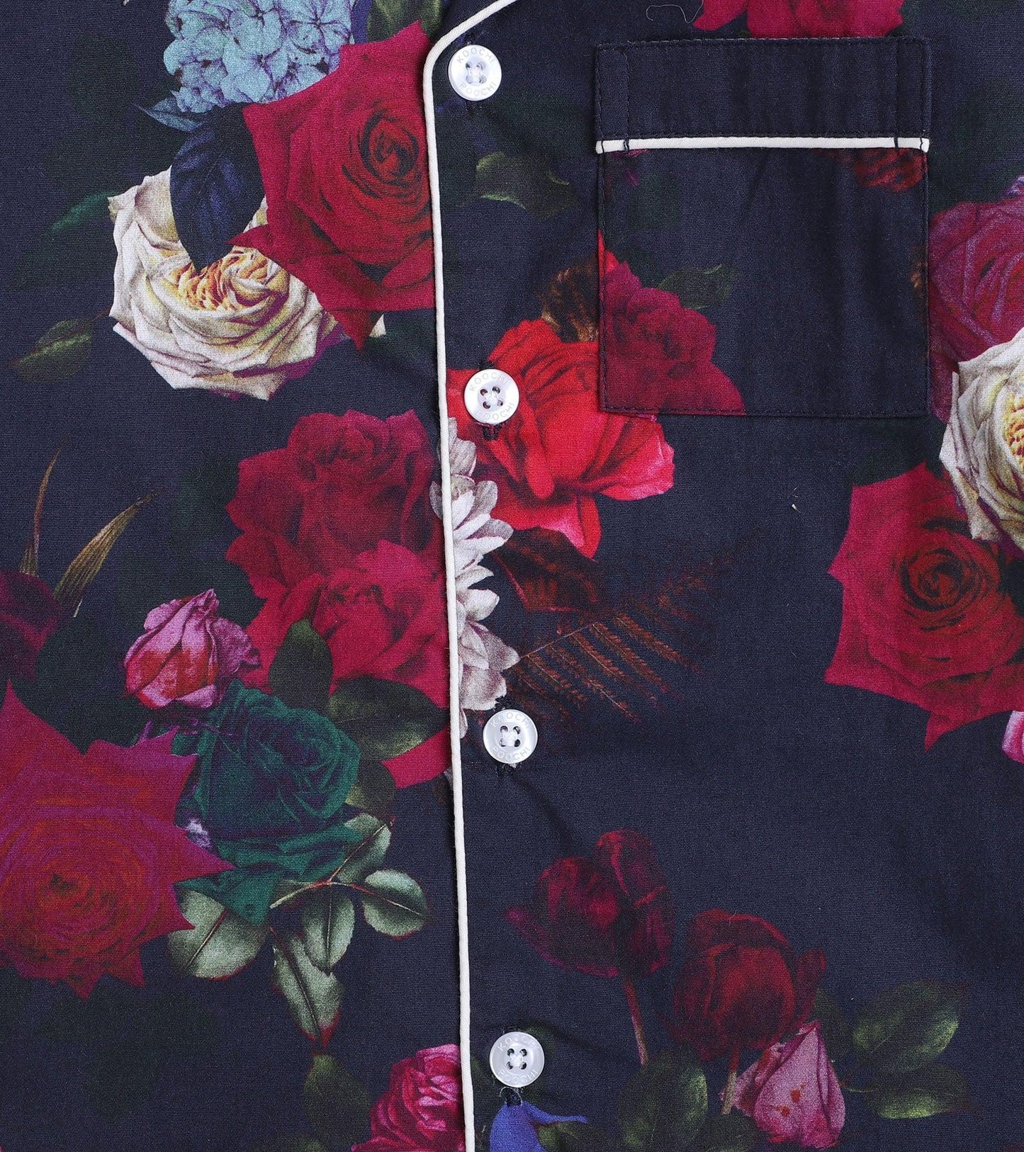 Black Floral Printed Nightsuit Set for Girls
