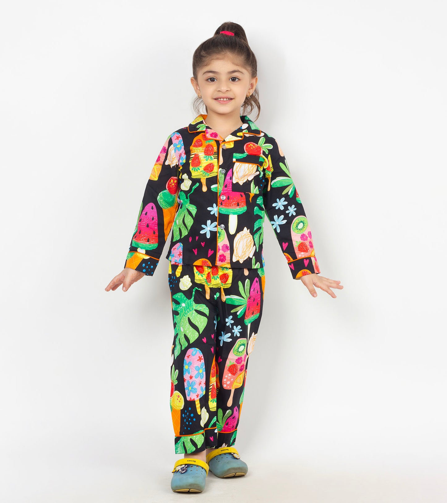 Ice-cream Printed Girls Nightsuit Set