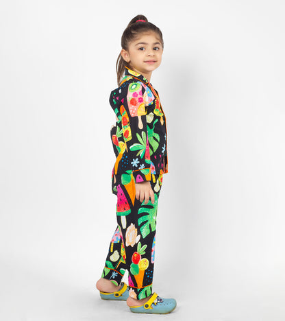 Ice-cream Printed Girls Nightsuit Set