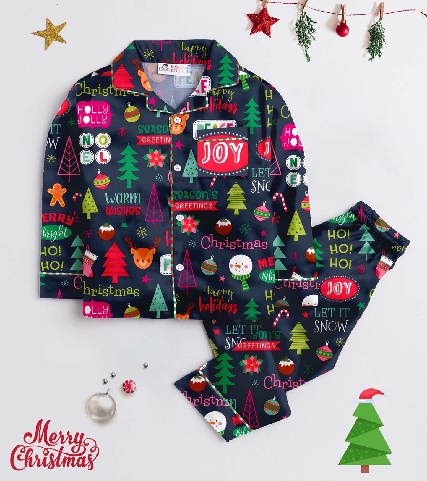 Joy Pure Cotton Christmas Printed Nightsuit Set