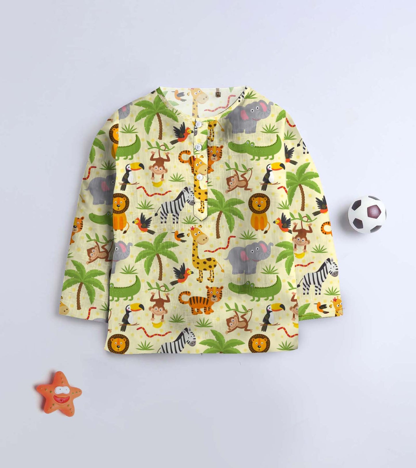 Jungle Animal Playing Printed Pyjama Kurta Set