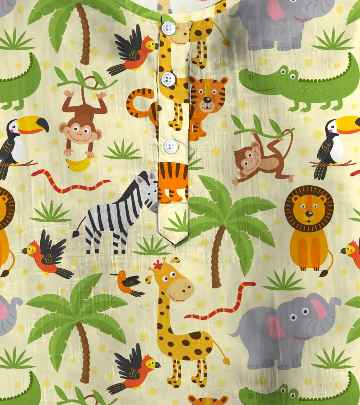 Jungle Animal Playing Printed Pyjama Kurta Set