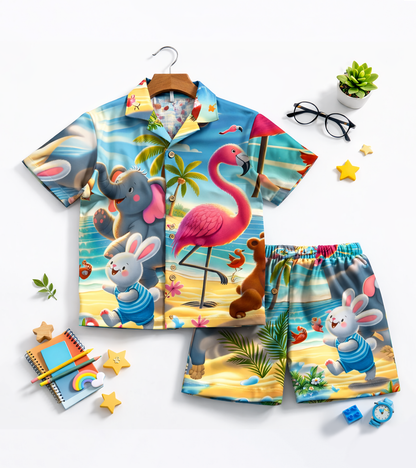 Lake Adventure Flamingo Printed kids Co ord Set