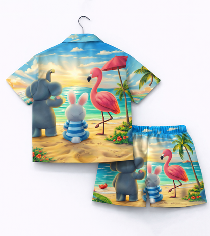 Lake Adventure Flamingo Printed kids Co ord Set