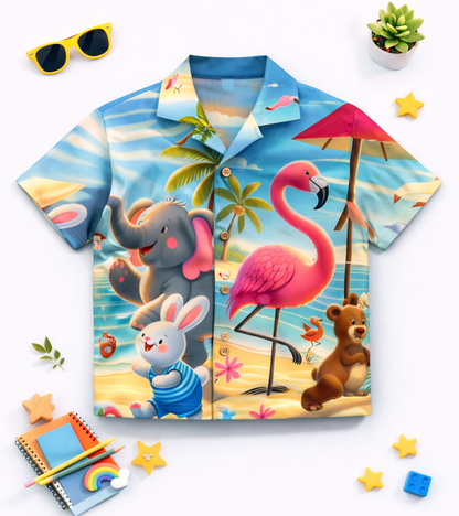 Lake Adventure Flamingo Printed kids Co ord Set