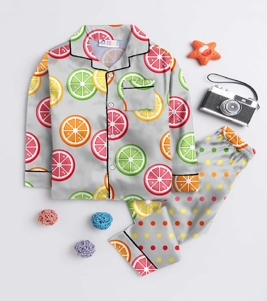 Lime and Dots Printed Nightsuit Set