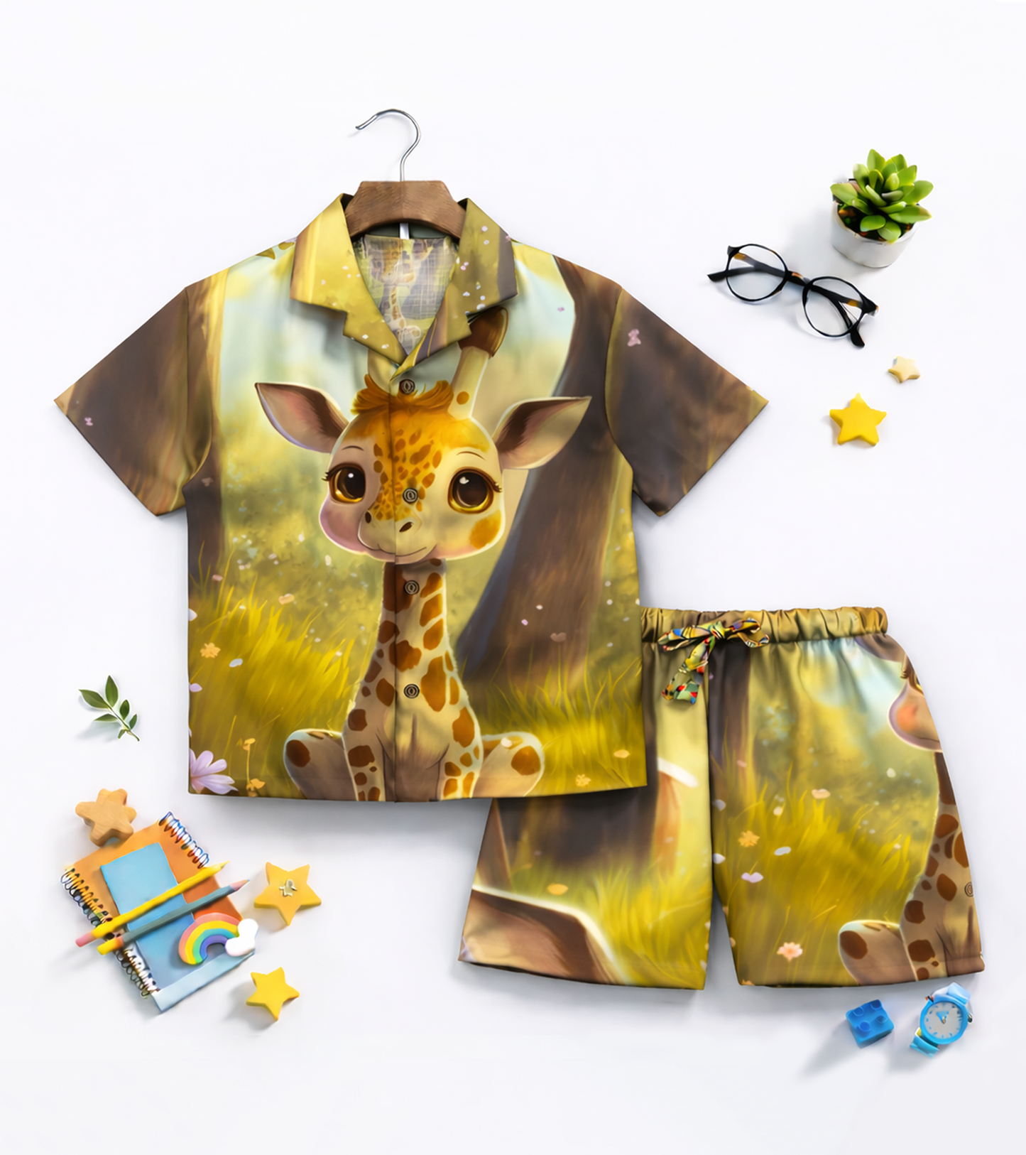 Little Safari Explorer Giraffe Printed kids Co ord Set