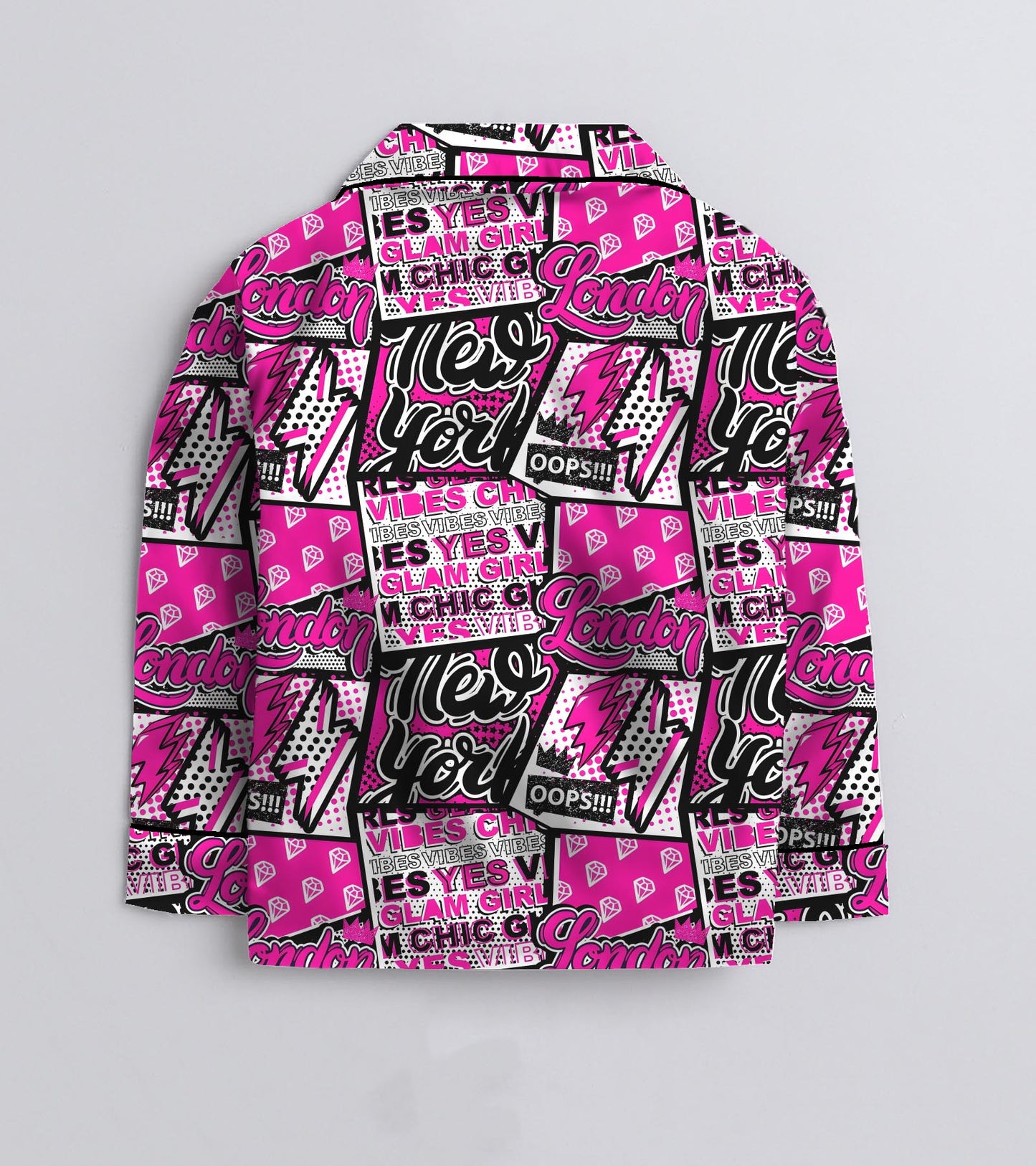 London Printed Girls Pure Cotton Nightsuit Set