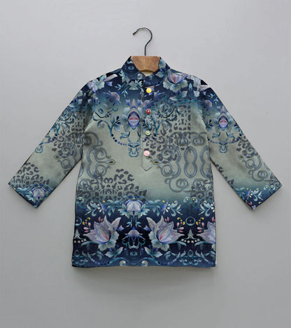 Lotus Printed Pure Cotton Kurta And Pyjama