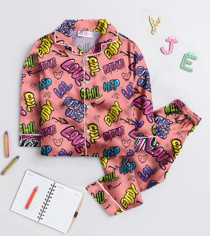 Love Chill Printed Girls Pure Cotton Nightsuit Set